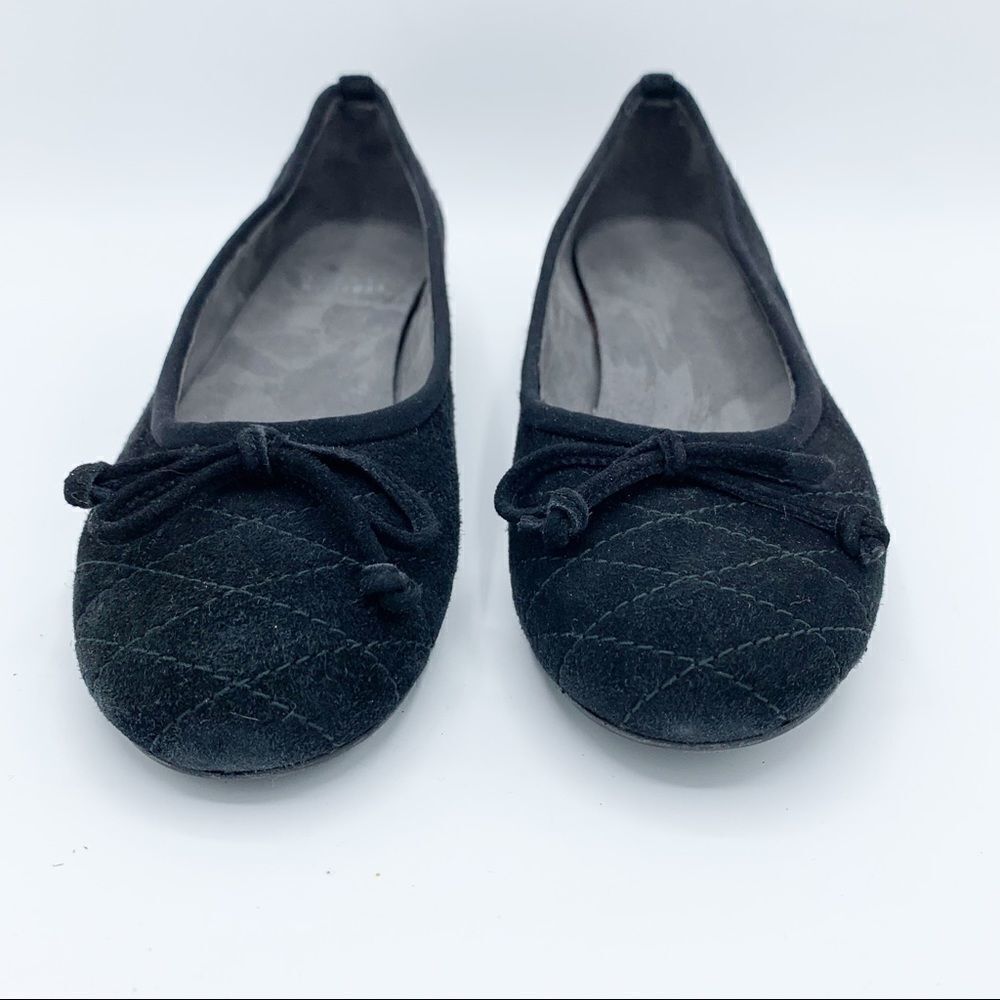 Stuart Weizmann Black‎ Quilted Suede Ballet Wedge Flats SZ 7 - Picture 4 of 12